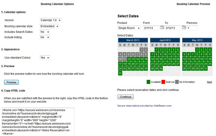 Booking Calendar preview